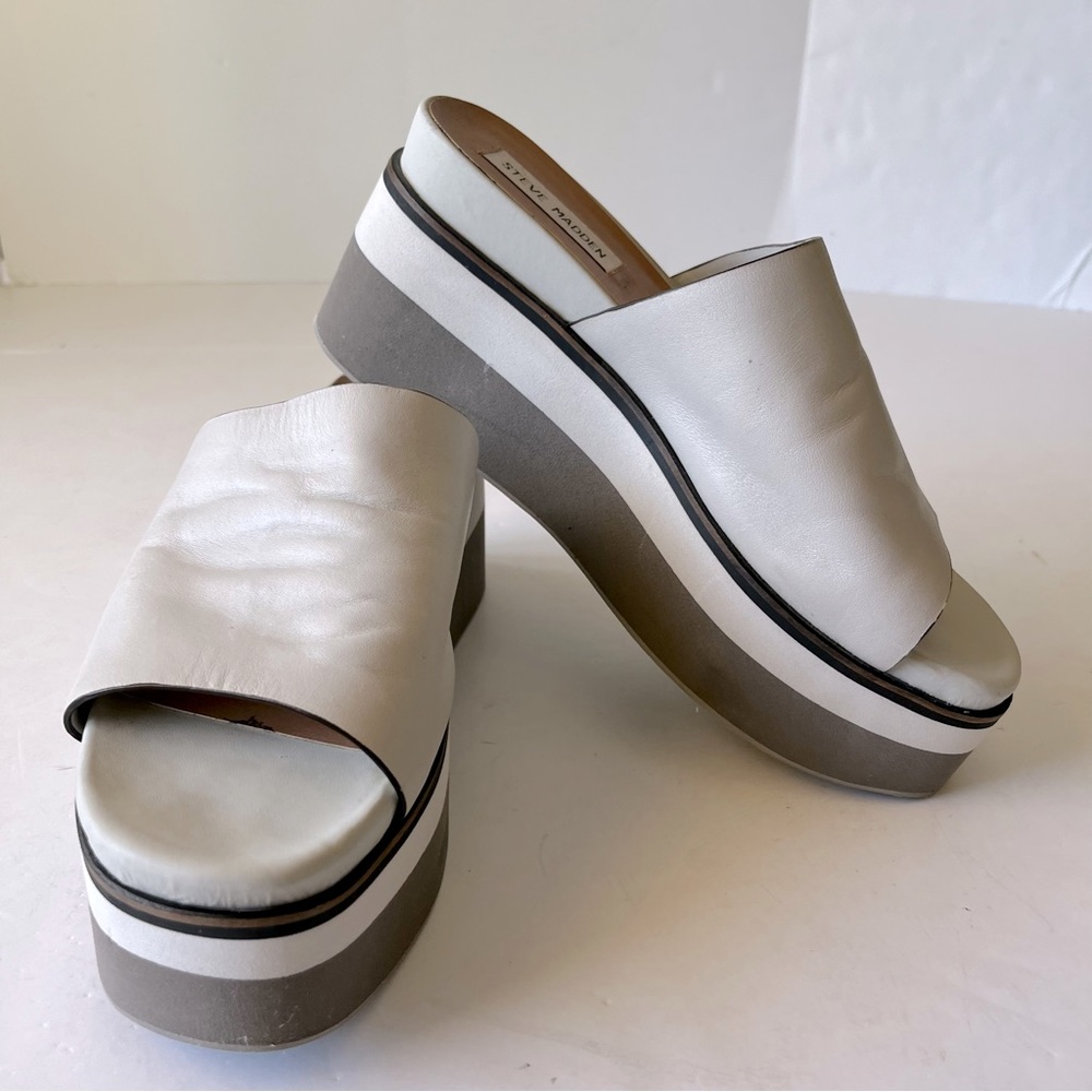 Steve Madden Leather Platform Slides Size 9 - image 2